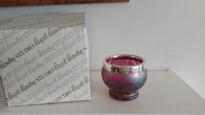 £49.99 • Buy Stunning Royal Breirley Iridescent Glass With Hallmarked Silver Rim  Boxed Vgc
