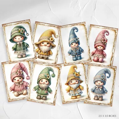 Baby Knitted Gnomes Card Toppers Cardmaking Scrapbooking ATC Tags Craft Gonk • £2.80