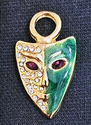 Super Fun 1  Brass Enameled Mardi Gras Mask Style Pendant Charm • $6.95