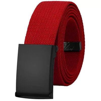 Falari Black Buckle Canvas Web Belt Adjustable Size Cut To Fit Golf Belt • $9.99