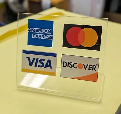 Acrylic Countertop Accept Credit Card Register Sign Visa Mastercard Stand NEW • $7.50