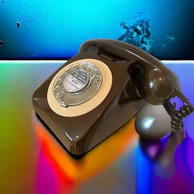 Original Vintage Retro 1970's GPO 746 Rotary Dial Brown Telephone Restored • £39.99