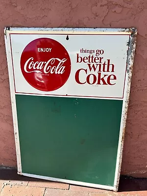 Vintage 1956   Things Go Better With Coke  Coca-Cola Button AM Sign Chalkboard • $199