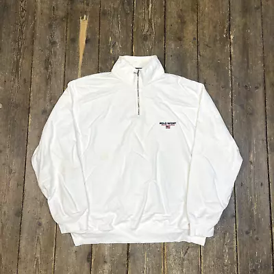 Ralph Lauren Polo Sport Sweatshirt Mens Half-Zip Pull Over Jumper White XL • £50