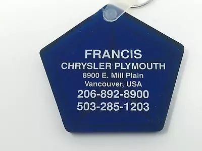 Francis Chrysler Plymouth Vancouver WA Keychain Washington Auto Car Dealer • $19.95