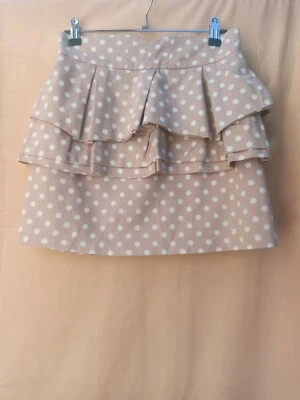 £10 • Buy Topshop Pink White Polka Dot Spot Peplum Frill Skirt Size 10