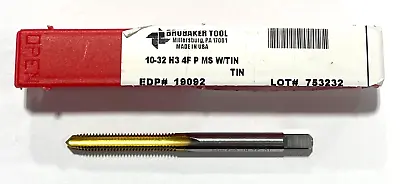 Brubaker 10-32 HSS Hand Tap 4 Flute H3 Tin Coating Plug Tap USA Made 19092 • $11.99