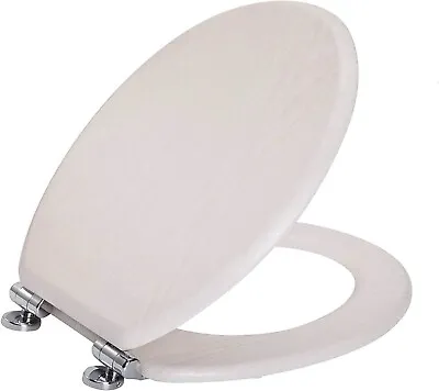 Angel Shield Wooden Soft Close Quick Release Toilet Seat (White Oak) • £34.98