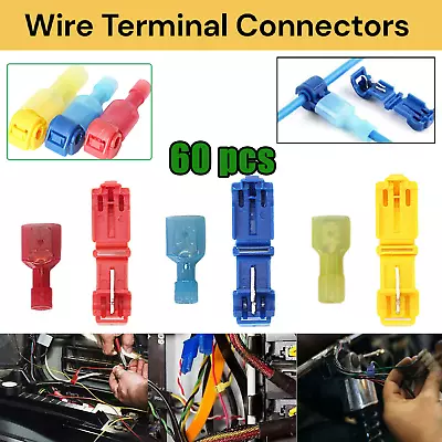 T-Tap Electrical Wire Crimp Terminals Quick Splice Cable Connectors 60 Pcs Kit • $13.99