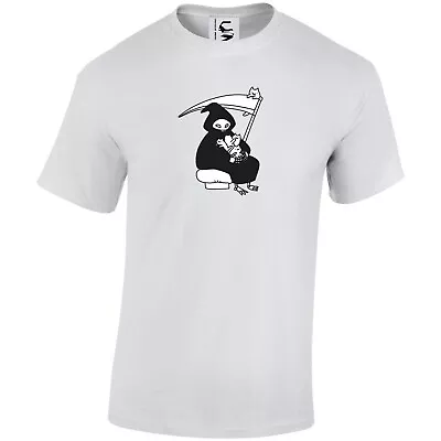 Grim Reaper With Cats Goth Halloween T-Shirt Top Adults Teens Kids Sizes • £9.99