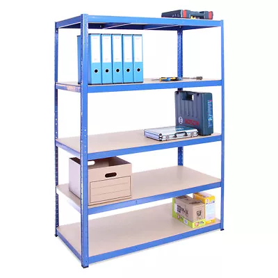 G-Rack Shelving 5 Tier Blue Metal Deep Wide Garage   Racking Storage 180x120x60 • £16.99