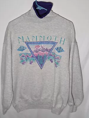 Mammoth Lakes Mountains Sparkles 1992 Vintage Grey Turtleneck Sweatshirt XL  • $29.99