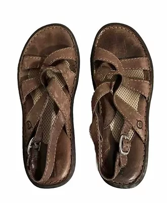 Born Sling Back Sandals Womens Size 7 Brown Buckle Handcrafted Footwear Flats • $13