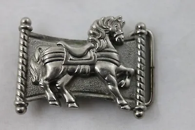 Vintage Avon Toy Horse Carousel Belt Buckle Rare Different Silvertone • $24.99