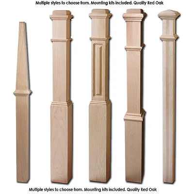 Red Oak Box Newel Posts For Stair Remodel - Free Mounting Kit Included - Cheap • $63.76