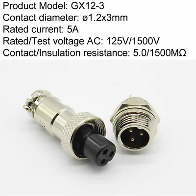 £2.99 • Buy GX12 Aviation Plug + Socket Cable Connector Panel Mount 2-7 Pin M12 Male Female