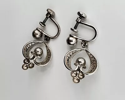 Sterling Silver Van Dell Earrings Screw Back  Vintage Beautiful • $15