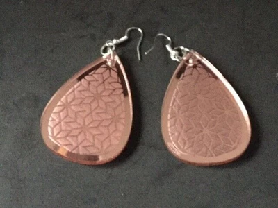 Laser Cut EarringRose Gold Acrylic EarringsTeardrop EarringsLightweight • $14.60