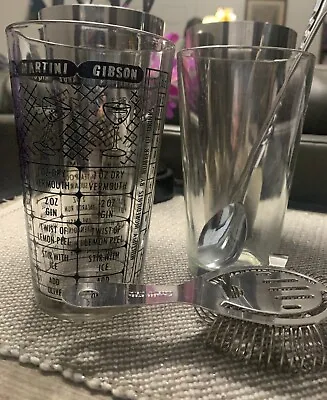 Vintage Cocktail Stainless Steel Shaker And Glass Set By Williamson • $20