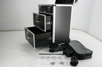 $64.90 • Buy Adazzo Professional Rolling Makeup Organizer Case W Drawers Locks Matte Black