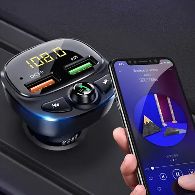 Bluetooth Wireless 5.0 FM Transmitter QC3.0 USB Car Charger Adapter Radio Player • $14.83