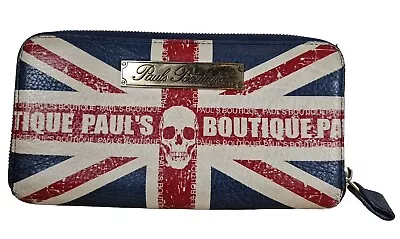 PAULS BOUTIQUE Purse Wallet Union Jack Skull Design Red Blue Zip Up • £9.99