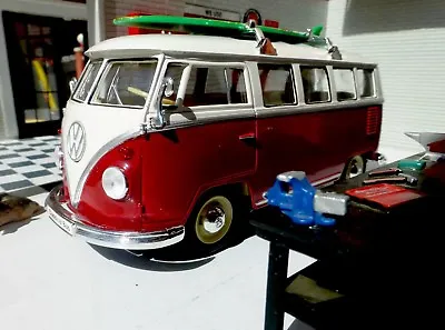 VW  Bay Split Screen Surfer Camper Campervan 1:24 Scale Diecast Detailed Model • $36.25