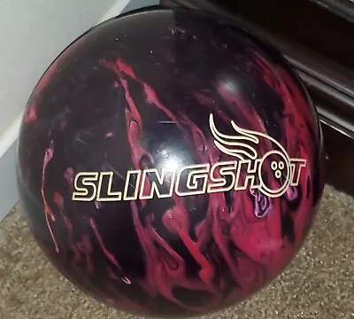 VINTAGE Brunswick Slingshot Bowling Ball 13.8 Lbs Pink/Black Swirl RARE • $74.99