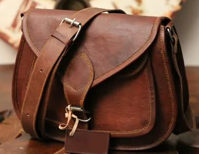 Women's Vintage Genuine Brown Leather Messenger Shoulder Cross Body Sling Bag • $39.90