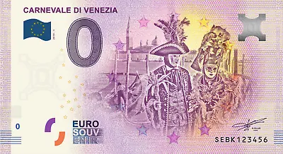 €0 Zero Euro Souvenir Official Note Italy 2019 - Carnival Of Venice • £3.16