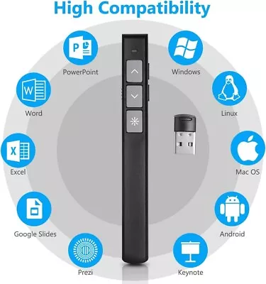 Wireless PPT Presenter Power Point Presentation Laser Pointer Clicker Pen • £7.25