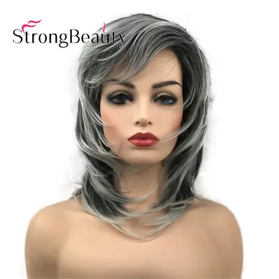 Long Soft Fluffy Layered Shag Good Volume Black Silver White  Synthetic Wigs • $22.99