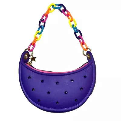 Crocs Kids Shoulder Bag Purple Rubber Silicone And Colorful Plastic Chain Strap • $29.99