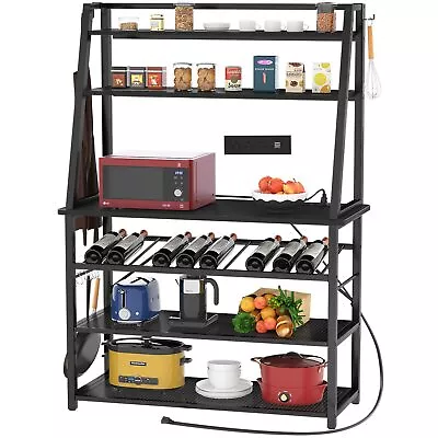 Bakers Rack With Power Outlet 65.2 Inch Microwave Stands 6 Tier Coffee Bar ... • $98.04