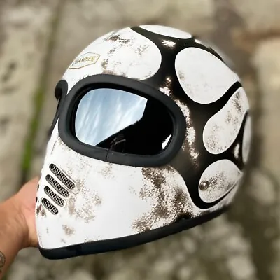 $320 • Buy Sale! Custom Helmet Xf-gp Patina Flames For Caferacer Bobber Chopper Motorbikes