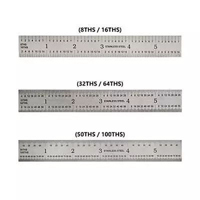 19590 6-Inch Precision 4R Rigid Stainless-Steel Ruler - (1/8 Inch 1/16 Inch... • $8.12