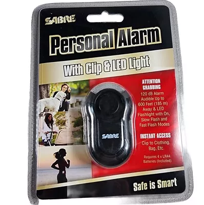 Sabre PA-CLIP-BK Personal Alarm With Clip & LED Flashlight • $9.45