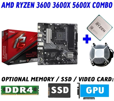 $288.37 • Buy AMD RYZEN 5 5600X 3600X 3600 CPU+ASRock B550M Phantom Gaming 4 Motherboard COMBO