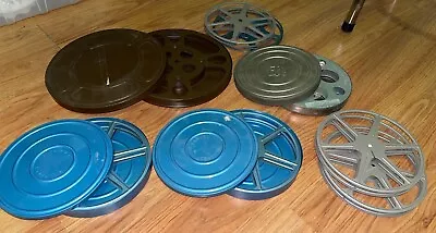 Eight Vintage 8mm Film Reels & 4 Metal Containers 9 1/2 . 7  • $18.99