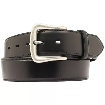 21MF Nocona Western Belt Mens Leather Smooth Overlay Silver Buckle Black • $45