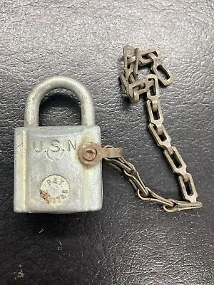 Vintage Old Brass Chicago Lock USN Navy Lock Padlock  Pat 2141748 No Key #1227 • $18.66