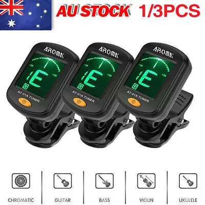 $19.89 • Buy 3X AROMA Guitar Tuner Clip-on LCD Display Chromatic Guitar Bass Ukulele Violin