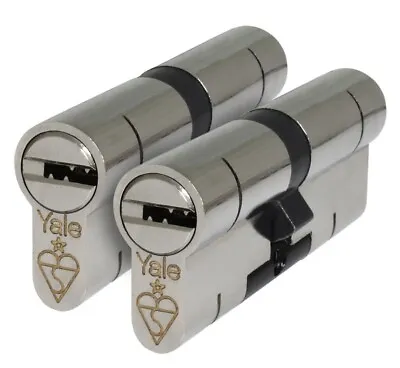 Yale Superior Anti-Snap Keyed-Alike Euro Cylinder Pair- 45/50 Nickel 6 Keys! • £50