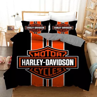 Harley Davidson Logo Quilt/Duvet/Doona Cover Set Single Double Queen King Size  • $51.80