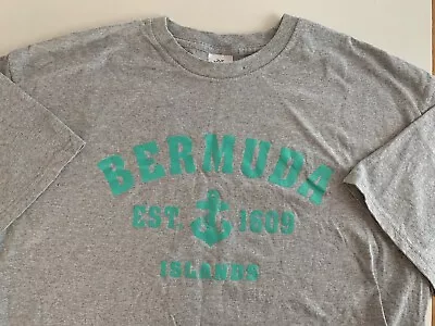 Gray Bermuda Islands Caribbean Anchor T Shirt Mens XL X-Large (BI73) • $15.51