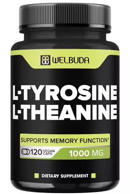 L-Tyrosine Supplement Capsules With L-Theanine 1000mg - 120 Capsules • $38.27