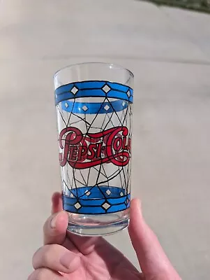 Vintage Pepsi Cola Stained Glass Tiffany Style Drinking Glass 1970s  • $7