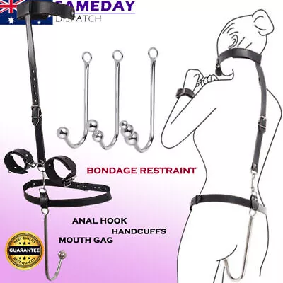 BDSM Anal Hook Bondage Kit Mouth Gag Handcuffs Fetish Restraint Harness Sex Toy • $34.95