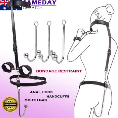 BDSM Anal Hook Bondage Kit Mouth Gag Handcuffs Fetish Restraint Harness Sex Toy • $43.95