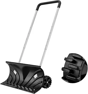 Shovel 6  Wheels Snow Pusher 26  Wide Blade  Driveway Doorway Black Aluminum • $68.75